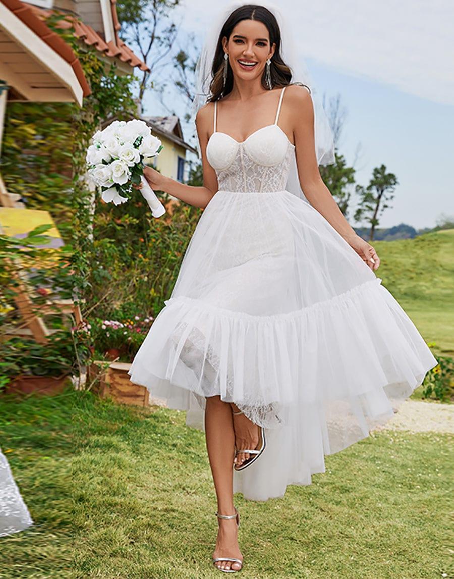 Spaghetti Straps Corset Layered Tulle Wedding Dress