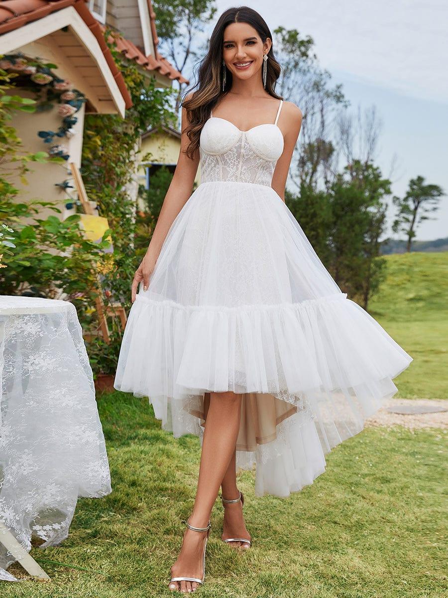 Spaghetti Straps Corset Layered Tulle Wedding Dress