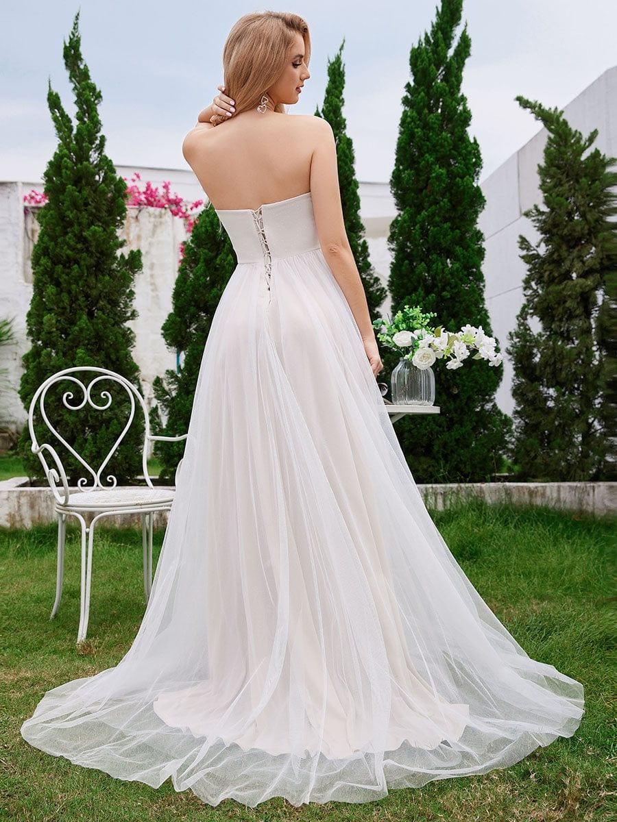 Sweetheart Corset Applique A-Line Wedding Dress with Slit