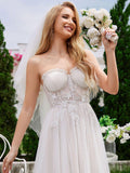 Sweetheart Corset Applique A-Line Wedding Dress with Slit