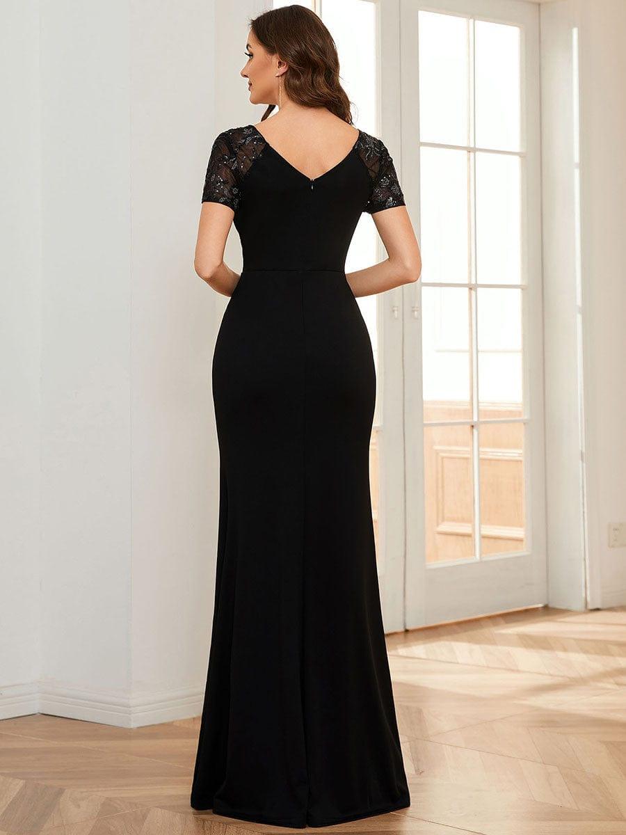 Elegant V-Neck Pleated Mermaid Mother of the Bride Dress with Slit