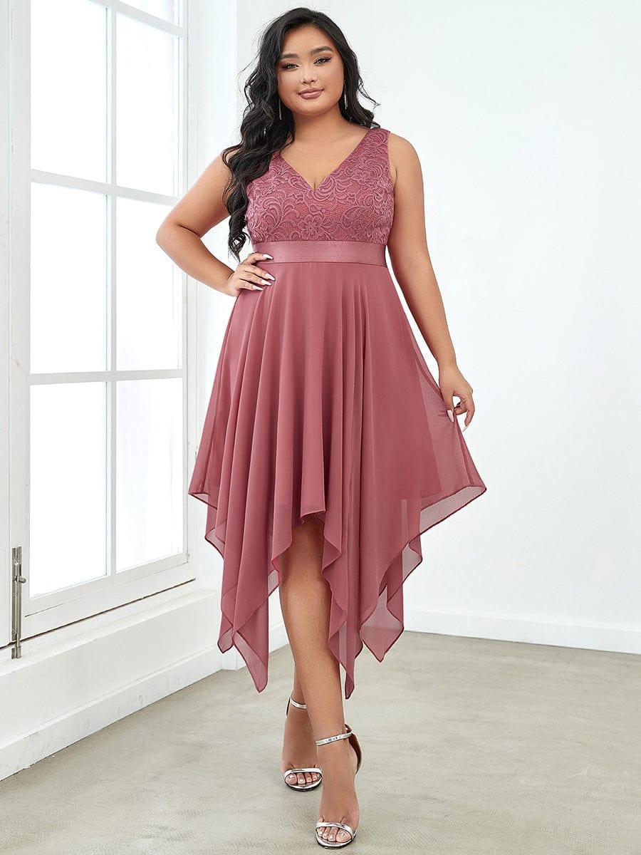 Chic V-Neck Lace Asymmetrical A-Line Prom Dress