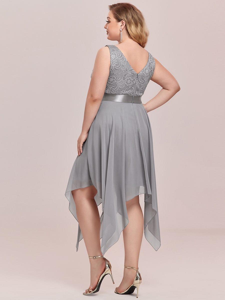 Chic V-Neck Lace Asymmetrical A-Line Prom Dress
