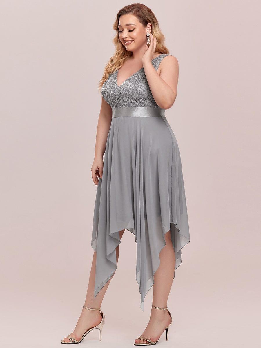 Chic V-Neck Lace Asymmetrical A-Line Prom Dress