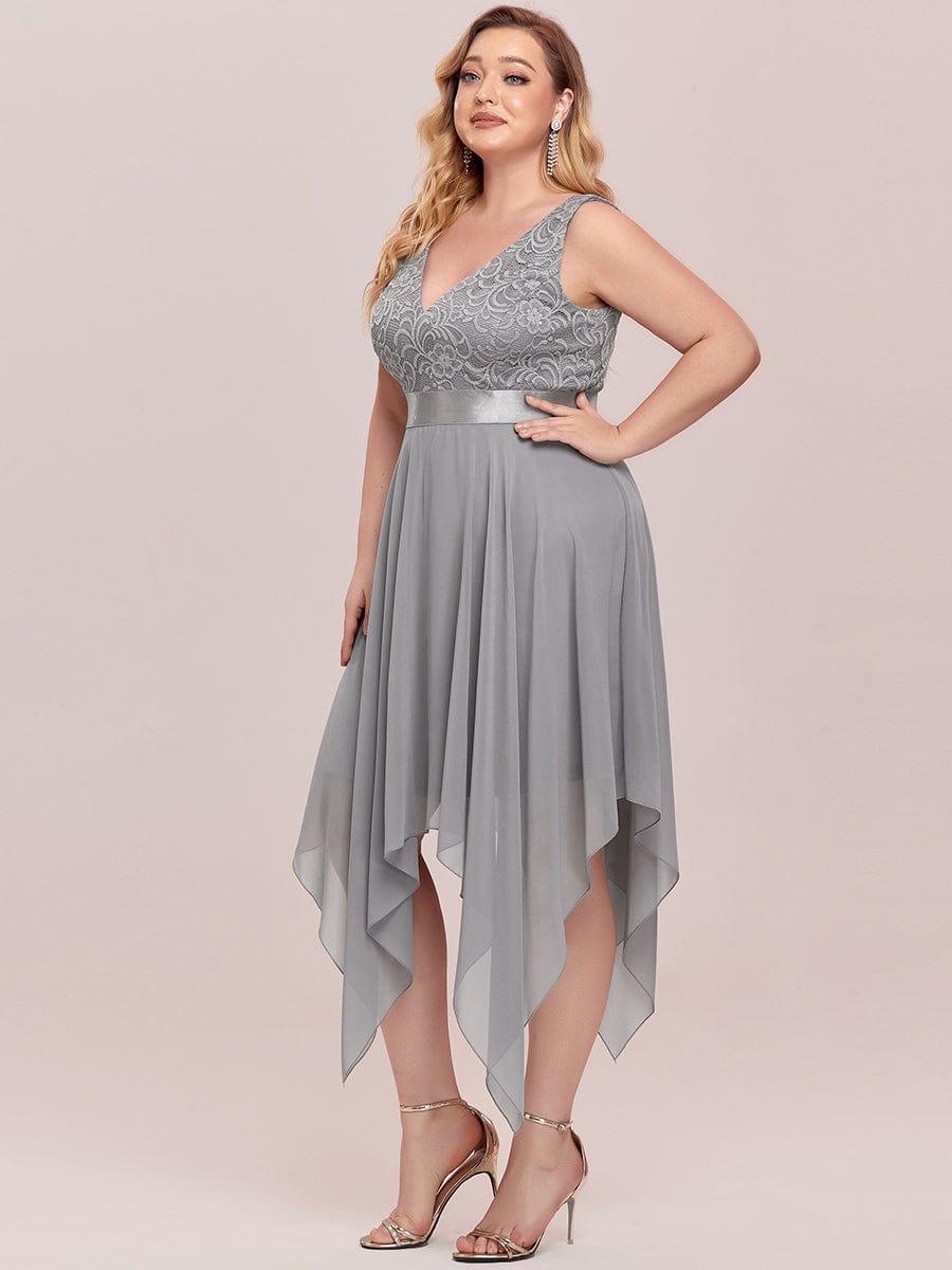 Chic V-Neck Lace Asymmetrical A-Line Prom Dress