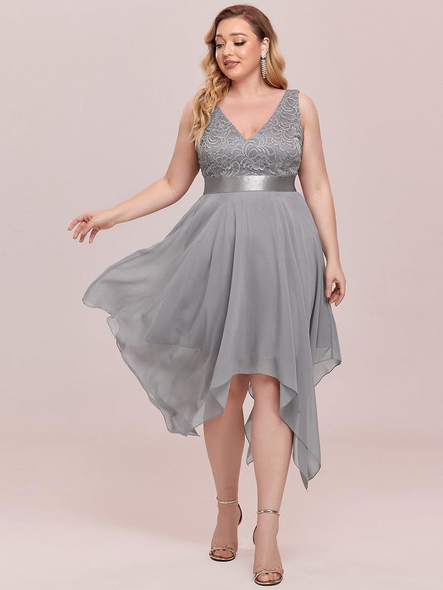 Chic V-Neck Lace Asymmetrical A-Line Prom Dress