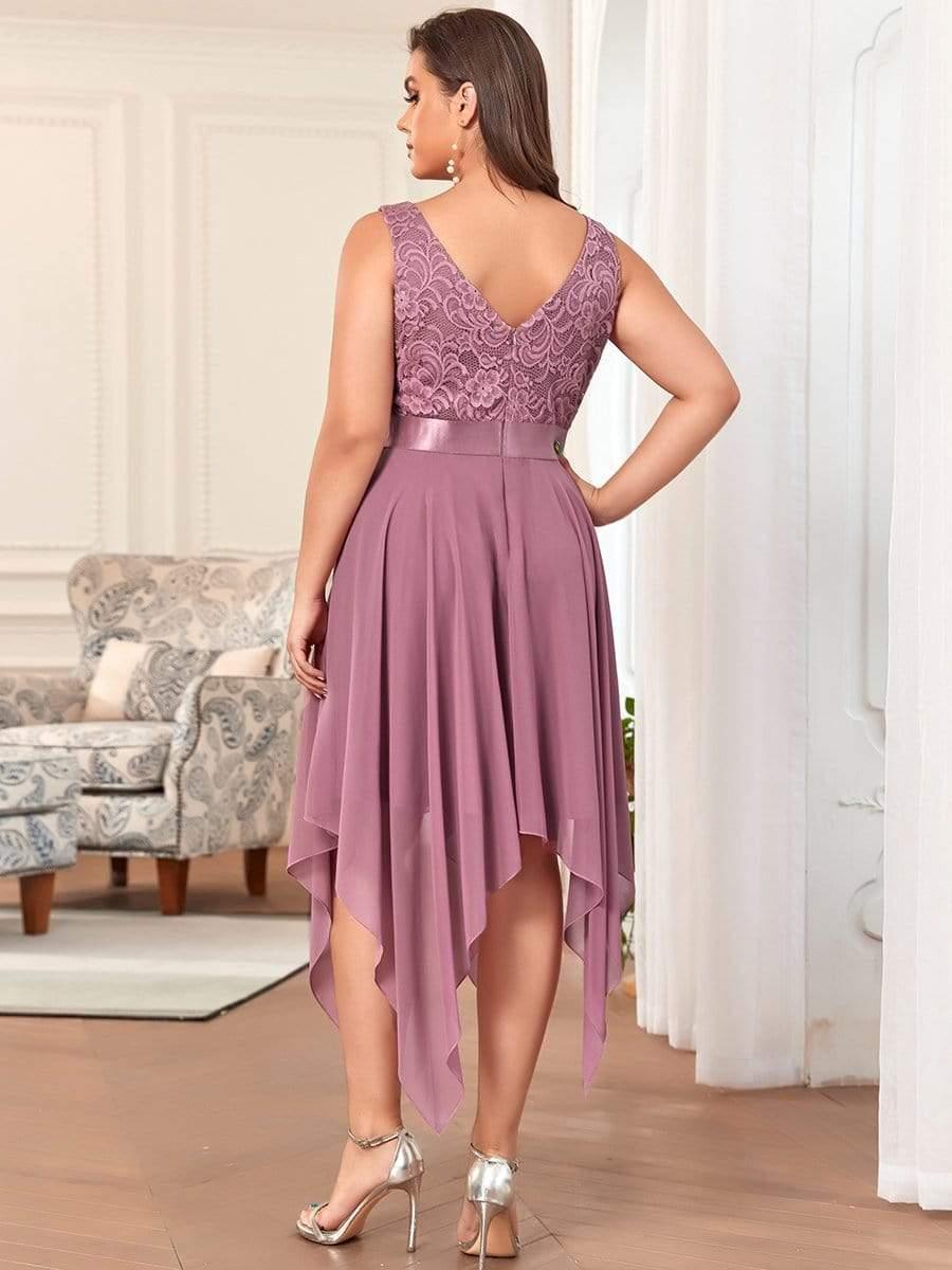 Chic V-Neck Lace Applique A-Line Prom Dress