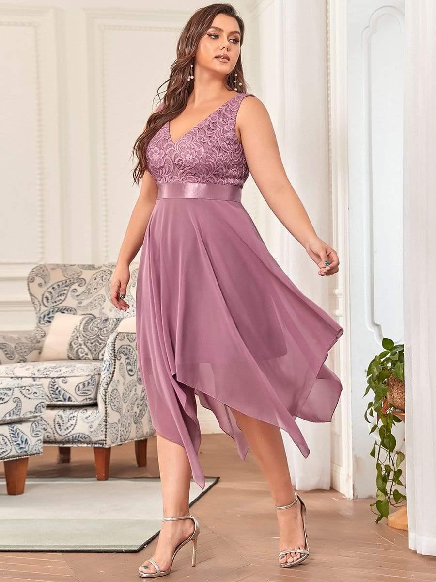 Chic V-Neck Lace Applique A-Line Prom Dress
