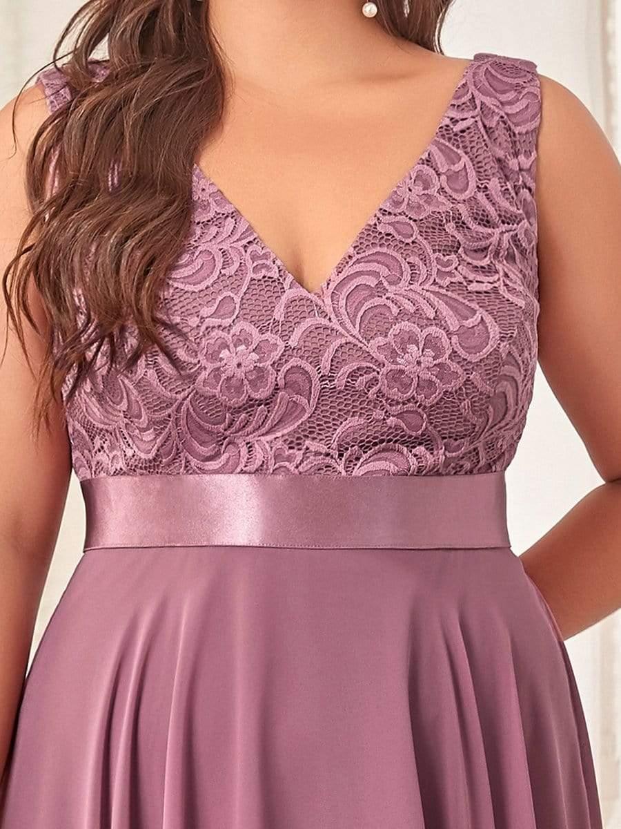 Chic V-Neck Lace Applique A-Line Prom Dress