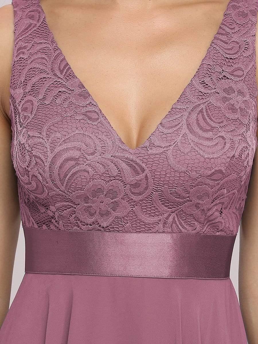 Chic V-Neck Lace Applique A-Line Prom Dress