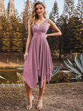 Chic V-Neck Lace Applique A-Line Prom Dress