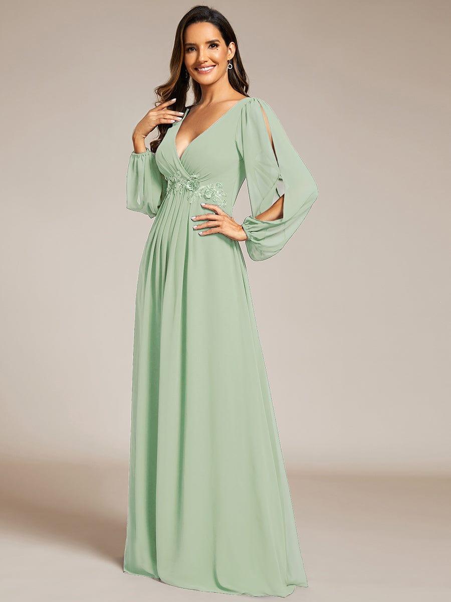 Elegant Burgundy V-Neck A-Line Chiffon Evening Dress