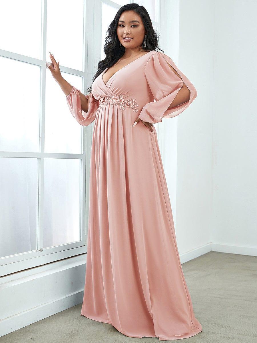  Plus Size Navy Blue A-Line Chiffon Formal Dress