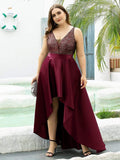 Plus Size Sequin A-Line High-Low Evening Dress