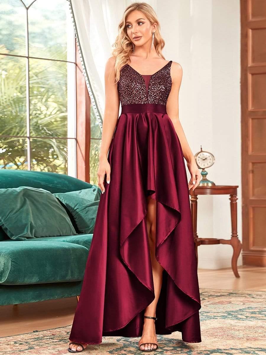 Charming V-Neck A-Line High-Low Cruise Journey Dress