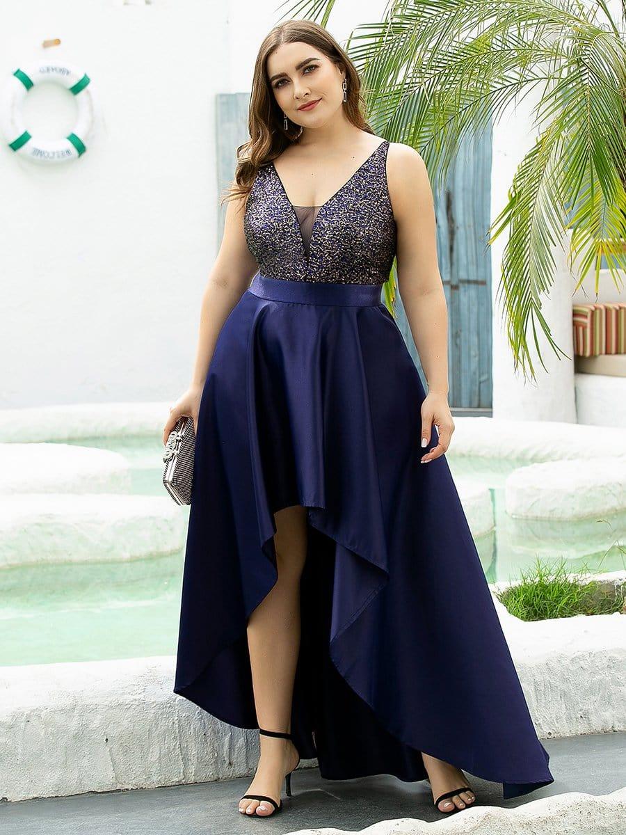 Charming V-Neck A-Line High-Low Cruise Journey Dress
