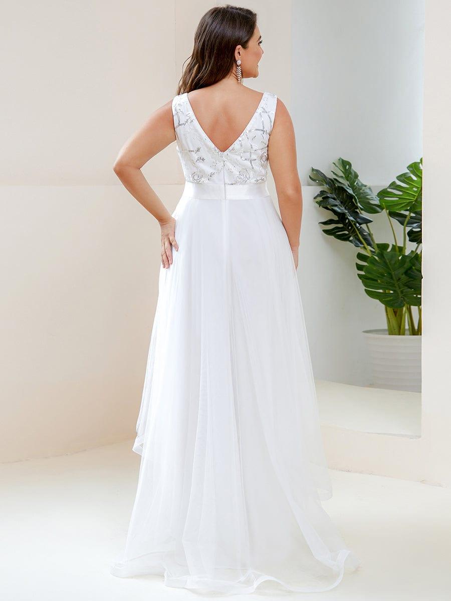 Classy V-Neck Sequin A-Line Tulle Wedding Dress