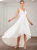 Classy V-Neck Sequin A-Line Tulle Wedding Dress
