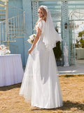 Glamorous Lace A-Line Wedding Dress with Ruffle Sleeves