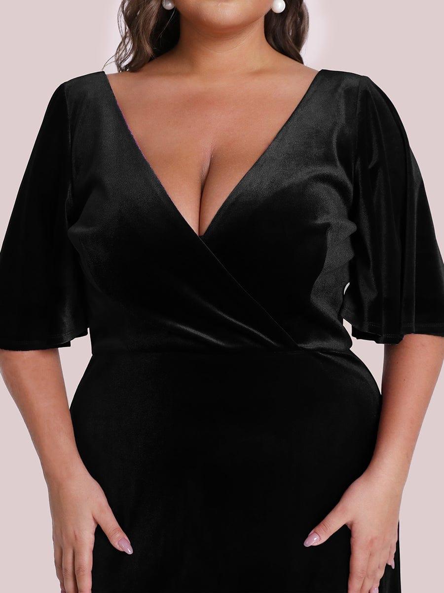 Graceful V-Neck Velvet A-Line Long Evening Dress