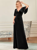 Graceful V-Neck Velvet A-Line Long Evening Dress
