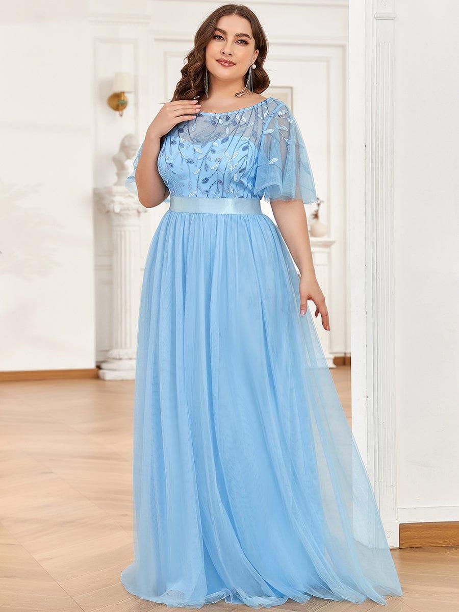 Plus Size Black Embroidery Applique A-Line Evening Dresses