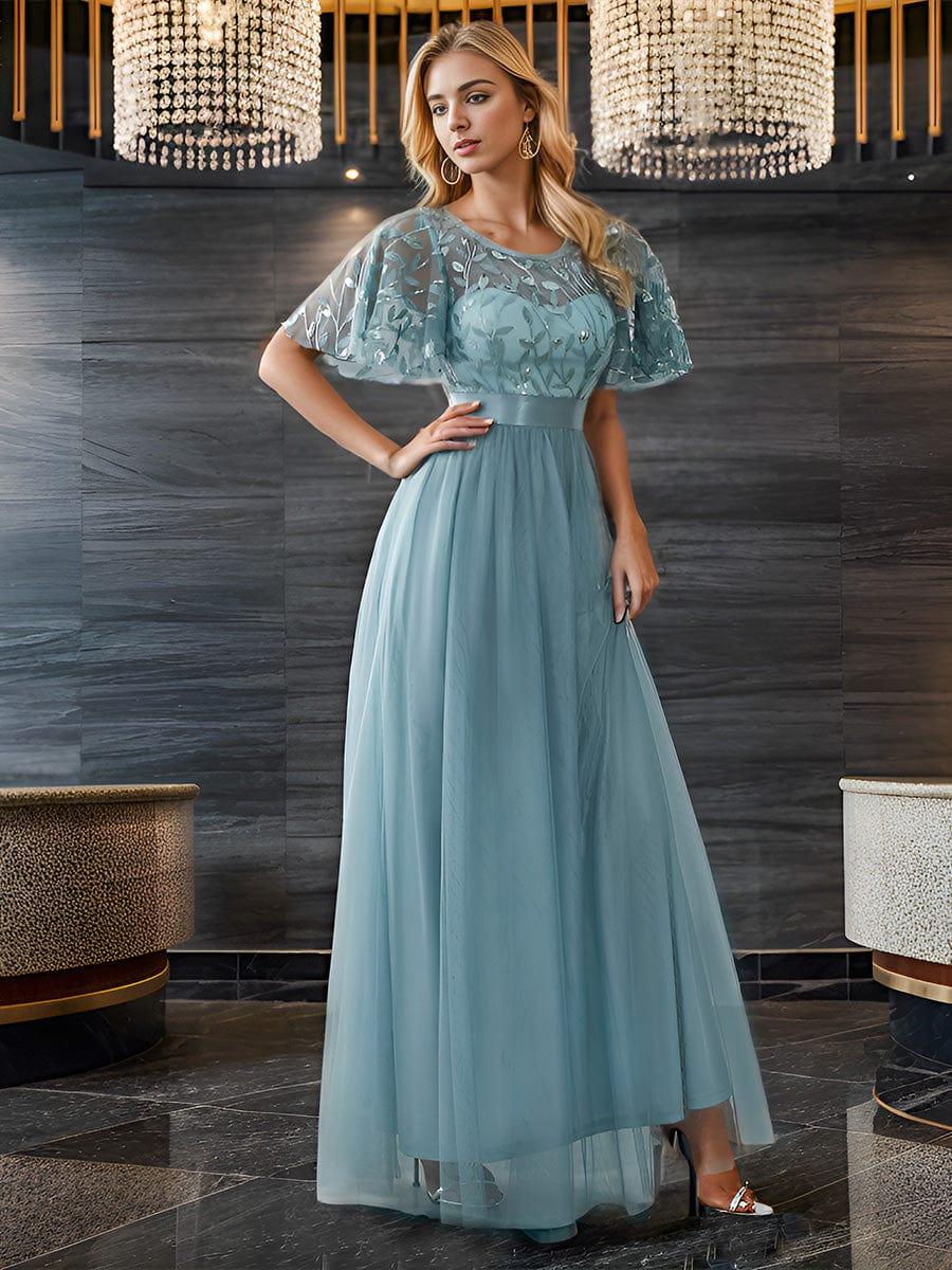 Mint Green Applique A-Line Tulle Prom Dress