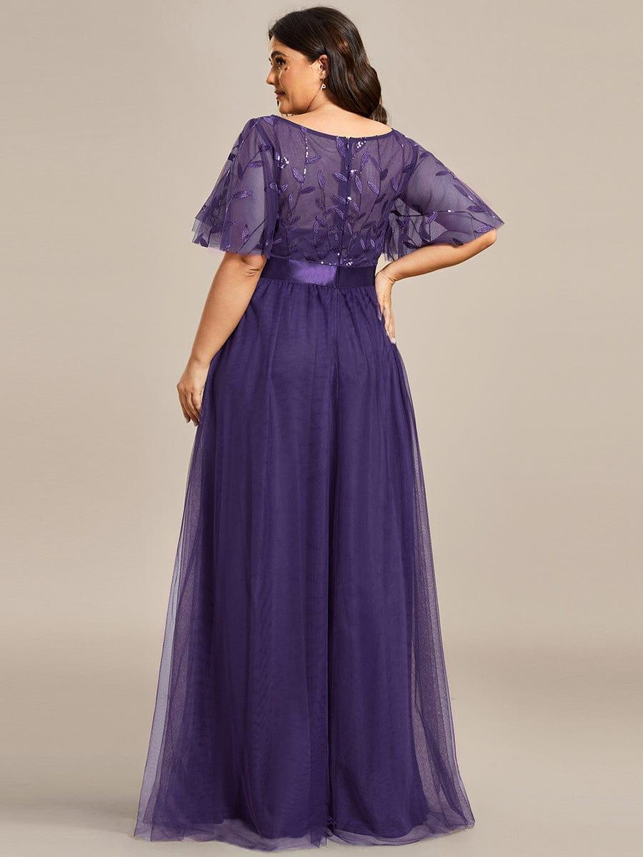 Plus Size Black Embroidery Applique A-Line Evening Dresses