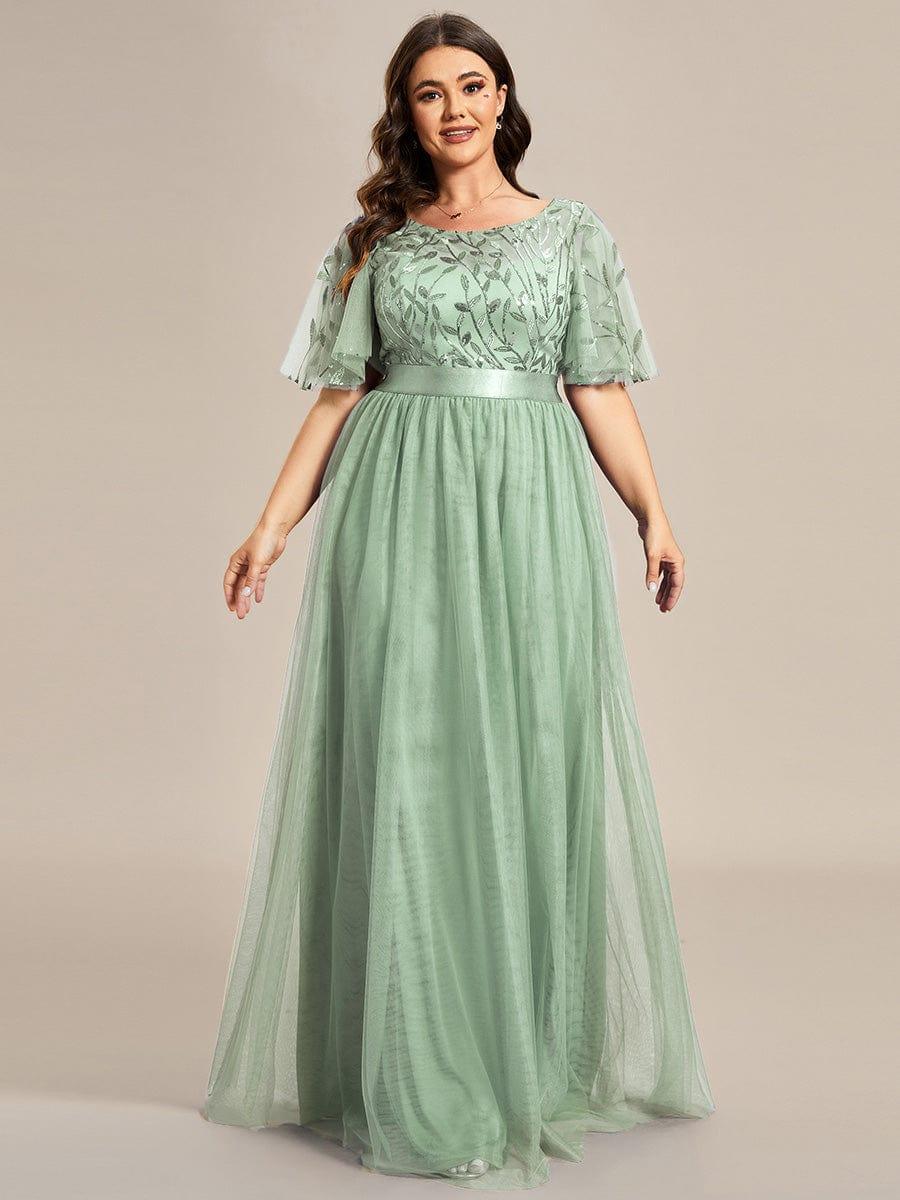 Plus Size Black Embroidery Applique A-Line Evening Dresses