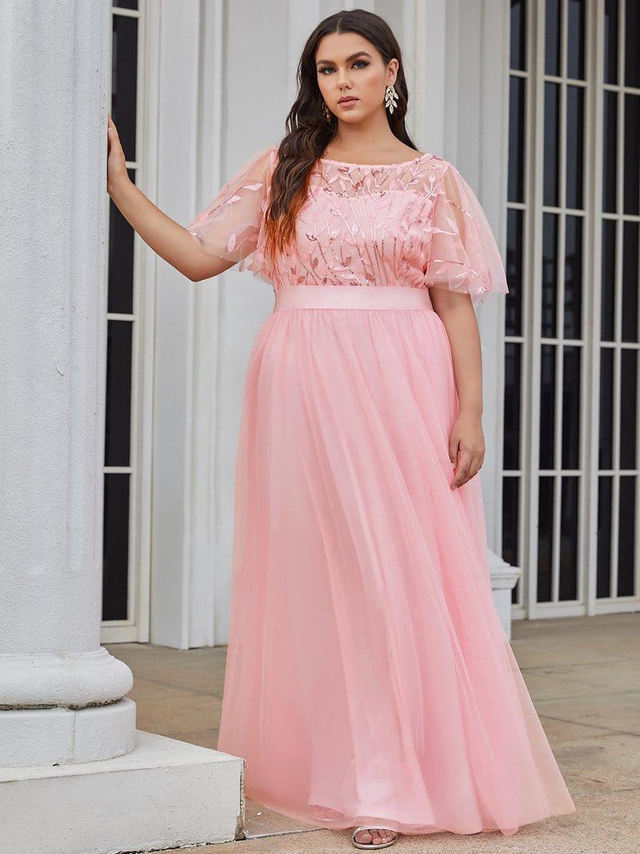 Plus Size Black Embroidery Applique A-Line Evening Dresses