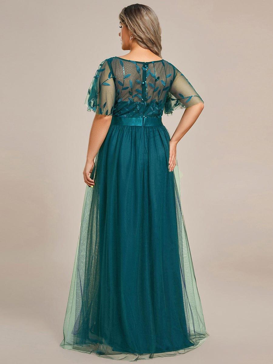 Plus Size Black Embroidery Applique A-Line Evening Dresses