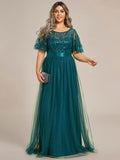 Plus Size Black Embroidery Applique A-Line Evening Dresses