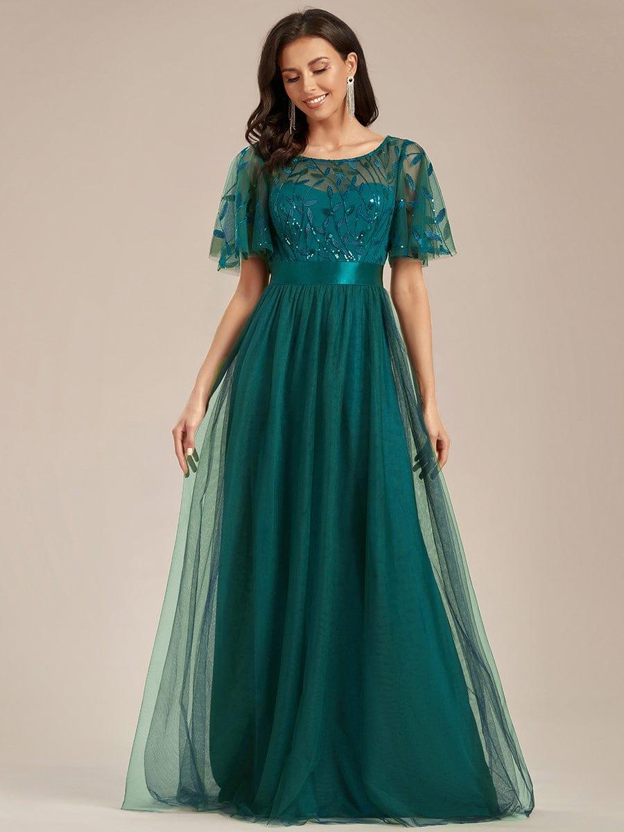 Mint Green Applique A-Line Tulle Prom Dress