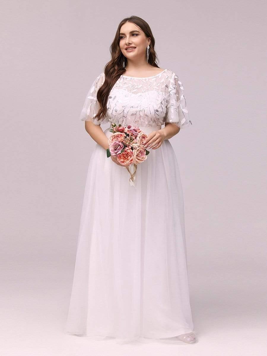 Plus Size Black Embroidery Applique A-Line Evening Dresses