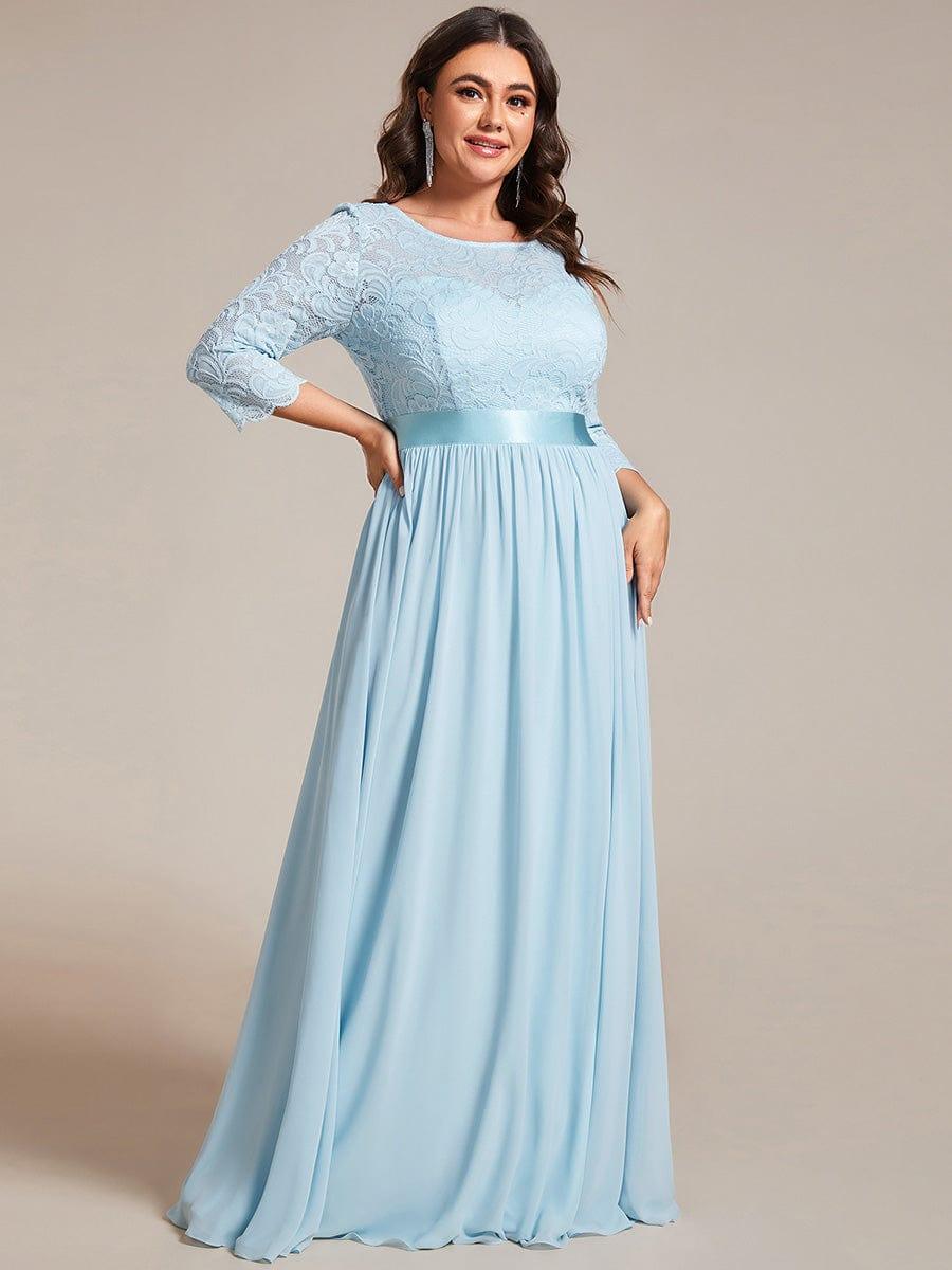 Plus Size Lace Long Sleeves A-Line Evening Dress