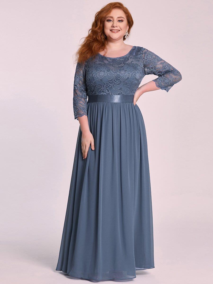 Plus Size Lace Long Sleeves A-Line Evening Dress