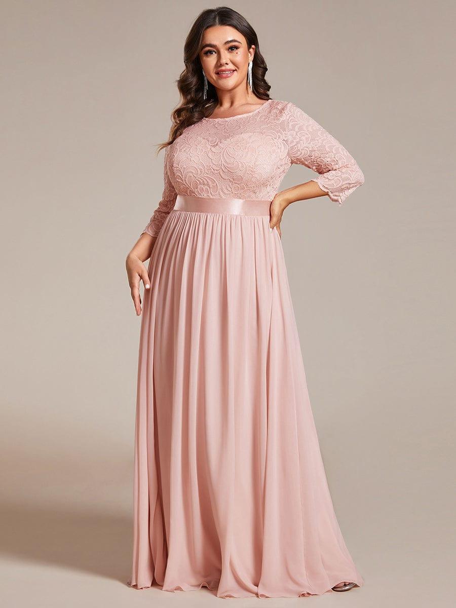 Plus Size Lace Long Sleeves A-Line Evening Dress