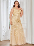 Plus Size V-Neck Sequin Long Mermaid Formal Dresses & Gowns