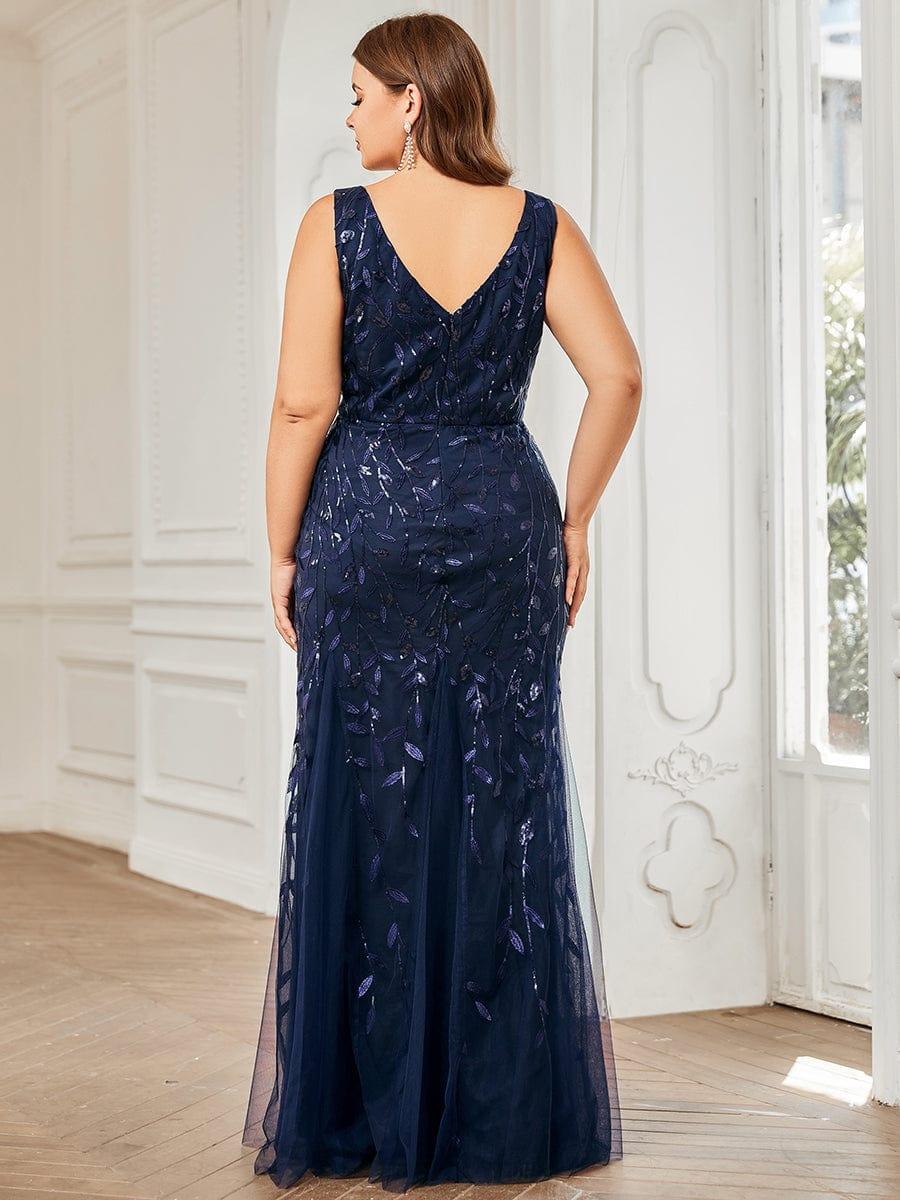 Plus Size V-Neck Sequin Long Mermaid Formal Dresses & Gowns