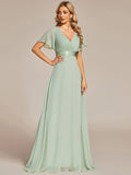 Sky Blue Chiffon Empire Waist Bridesmaid Dress #color_Mint Green