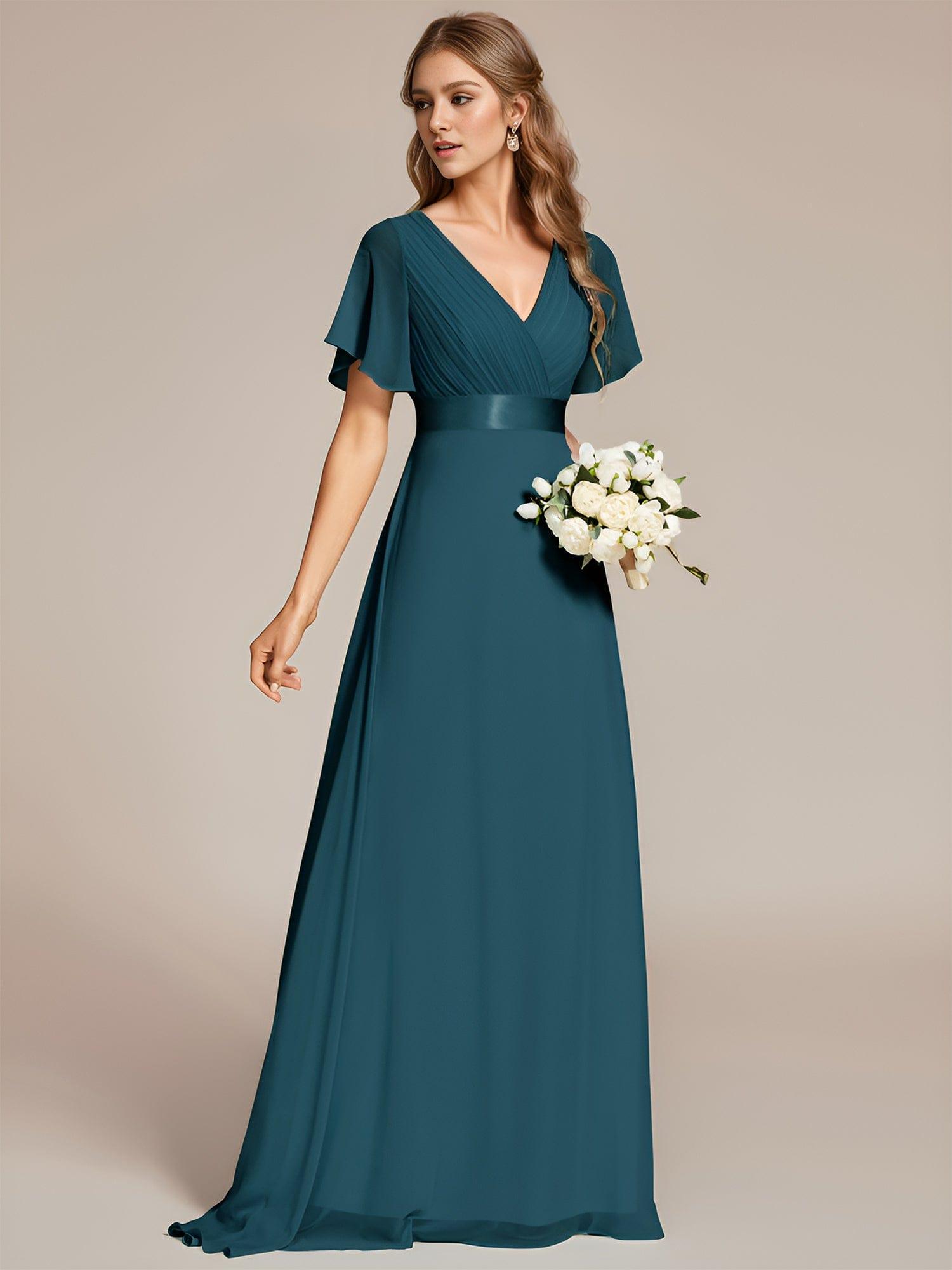 Sky Blue Chiffon Empire Waist Bridesmaid Dress 