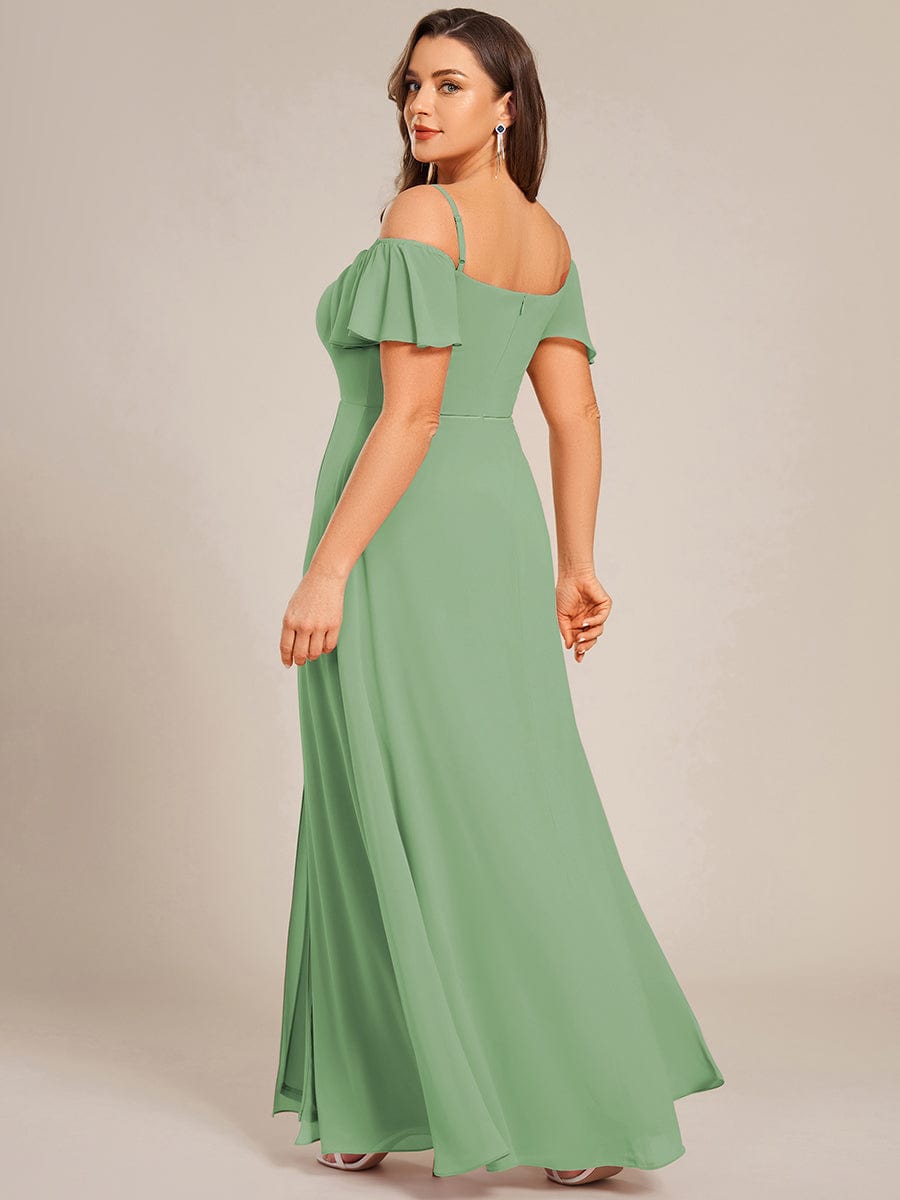 Cold Shoulder Sweetheart Chiffon Bridesmaid Dress with Slit