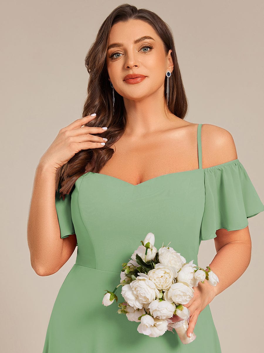 Cold Shoulder Sweetheart Chiffon Bridesmaid Dress with Slit