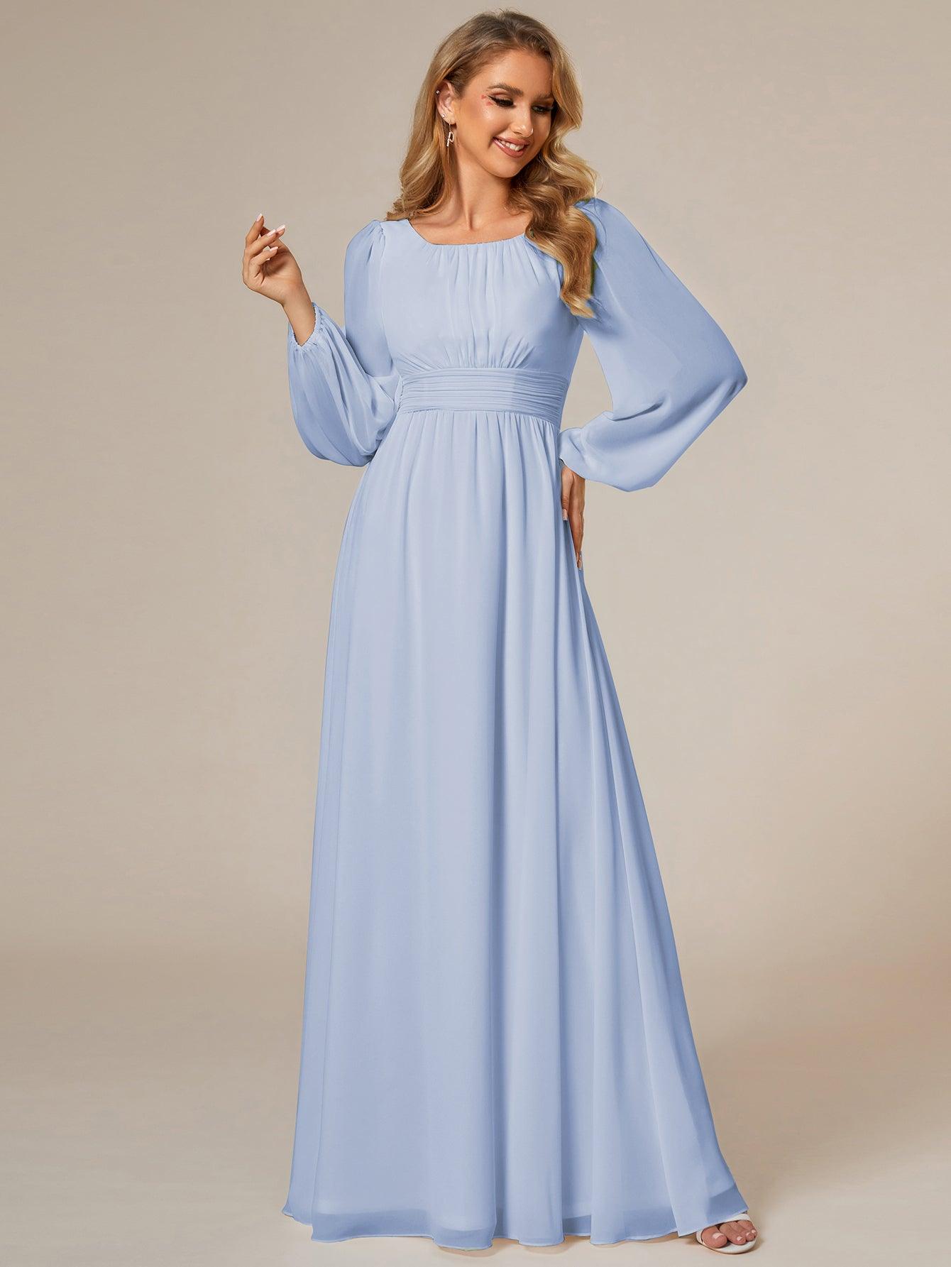 Elegant Long Sleeve A-Line Chiffon Mother Dress