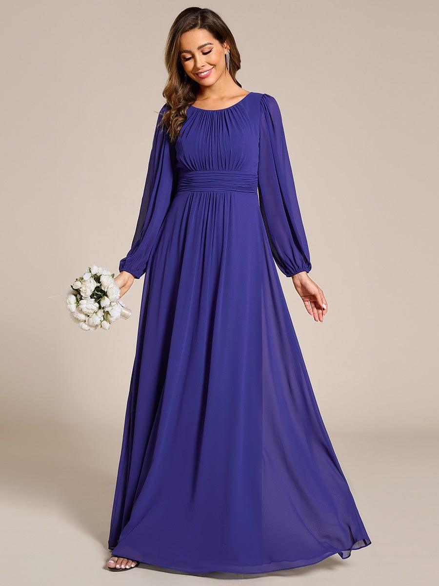 Elegant Crew Neck Chiffon Mother Dress wiith Puff Sleeve