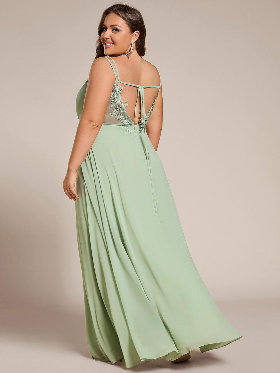 Plus Size Spaghetti Straps Pleated Bridesmaid Dress with Open Back