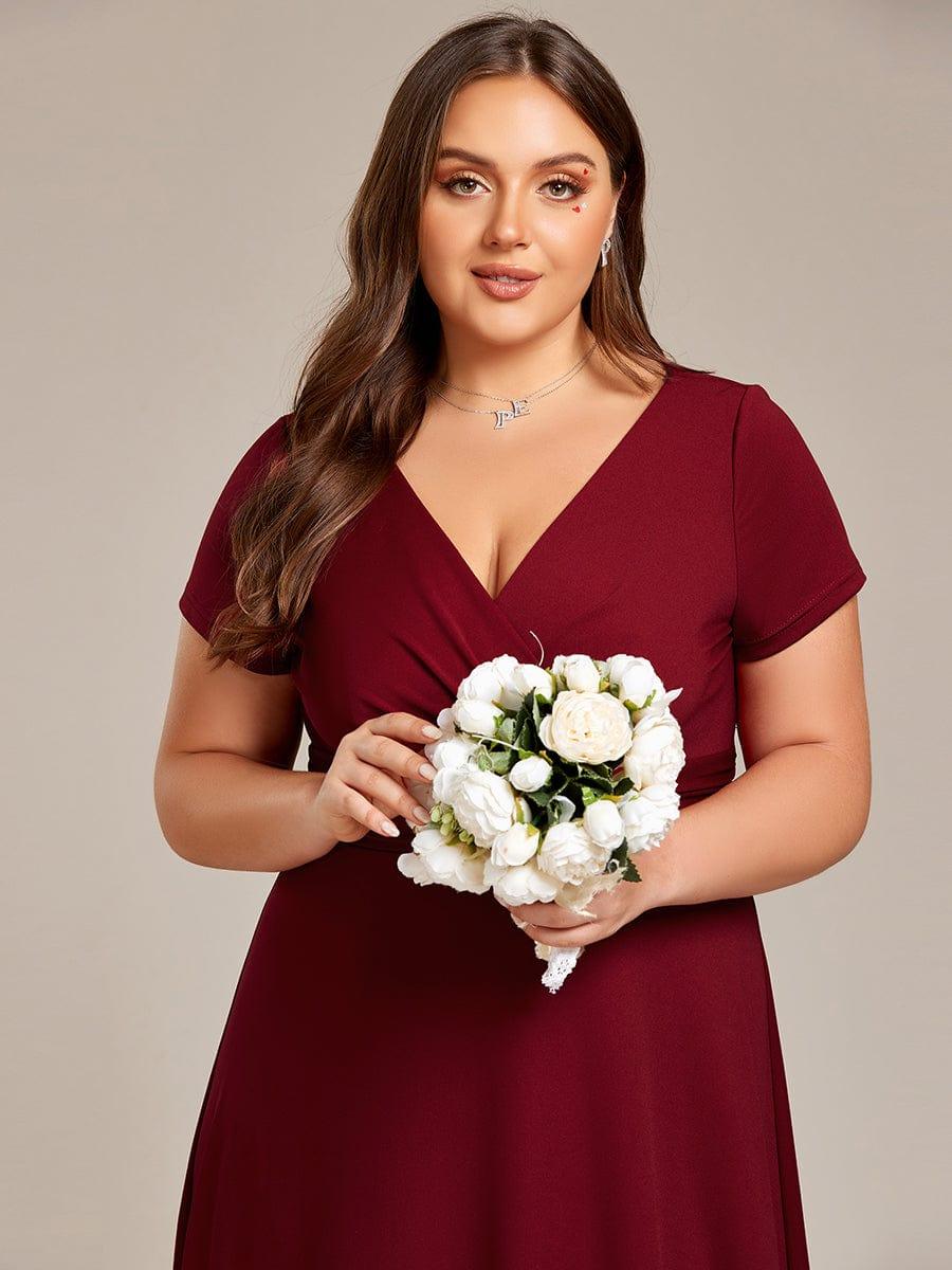 Stylish V-Neck Pleated A-Line Bridesmaid Dress