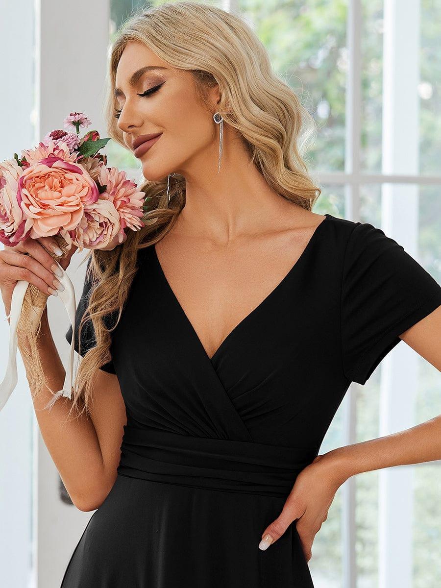 Stylish V-Neck Pleated A-Line Bridesmaid Dress