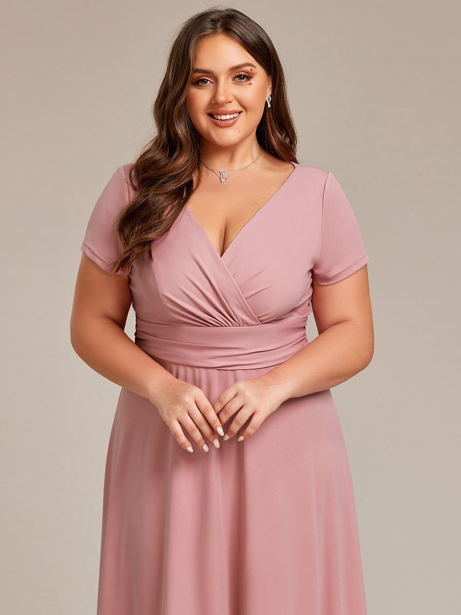 Stylish V-Neck Pleated A-Line Bridesmaid Dress