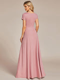 Stylish V-Neck Pleated A-Line Bridesmaid Dress